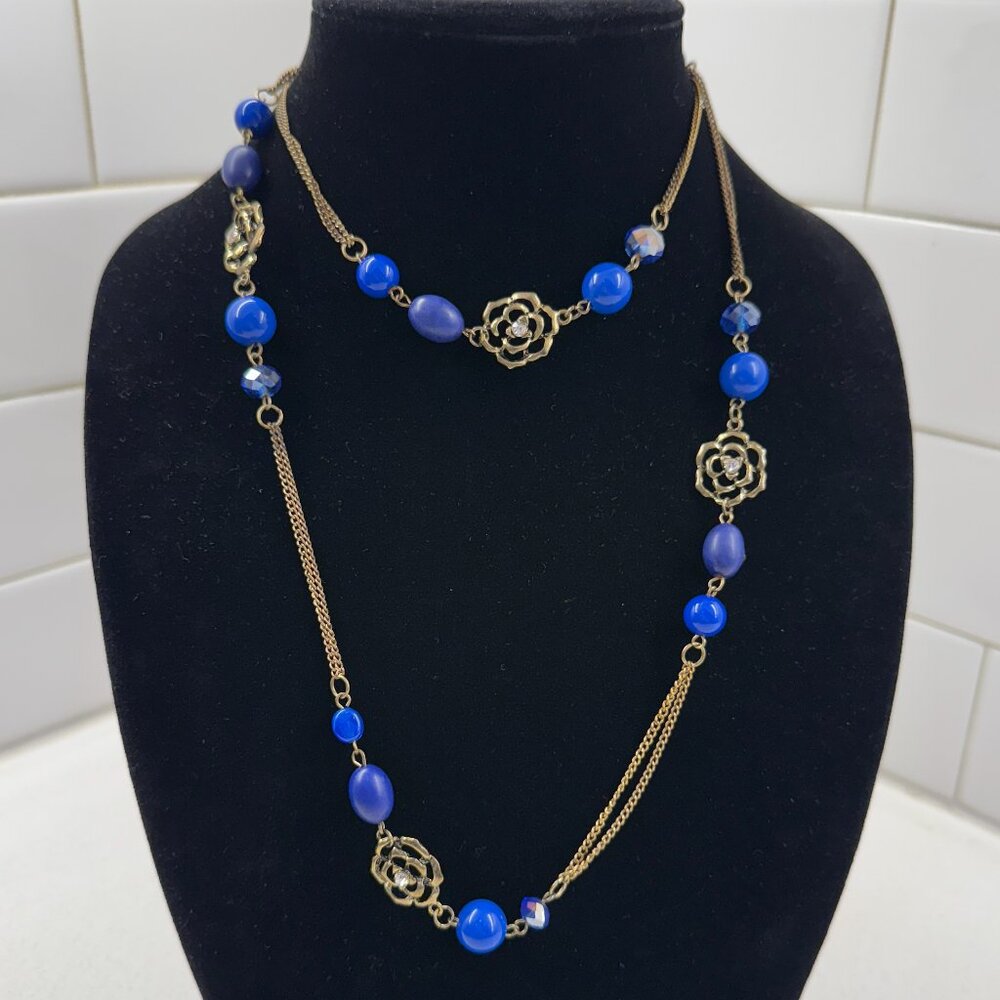 Acrylic and Rhinestone Long Necklace